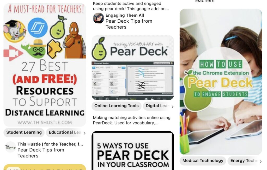 Pinterest PearDeck Page